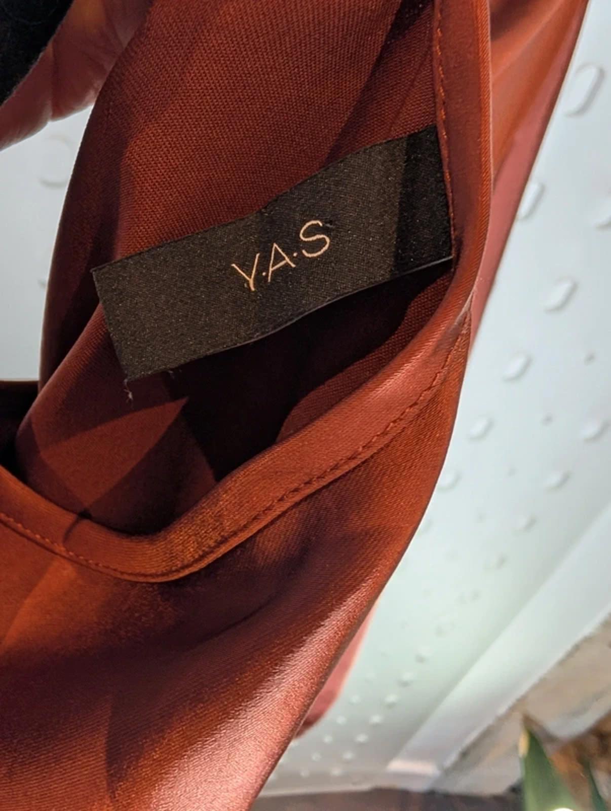 Y.A.S Yassuella Brown Draped Midi Dress Zip Detail Size 1