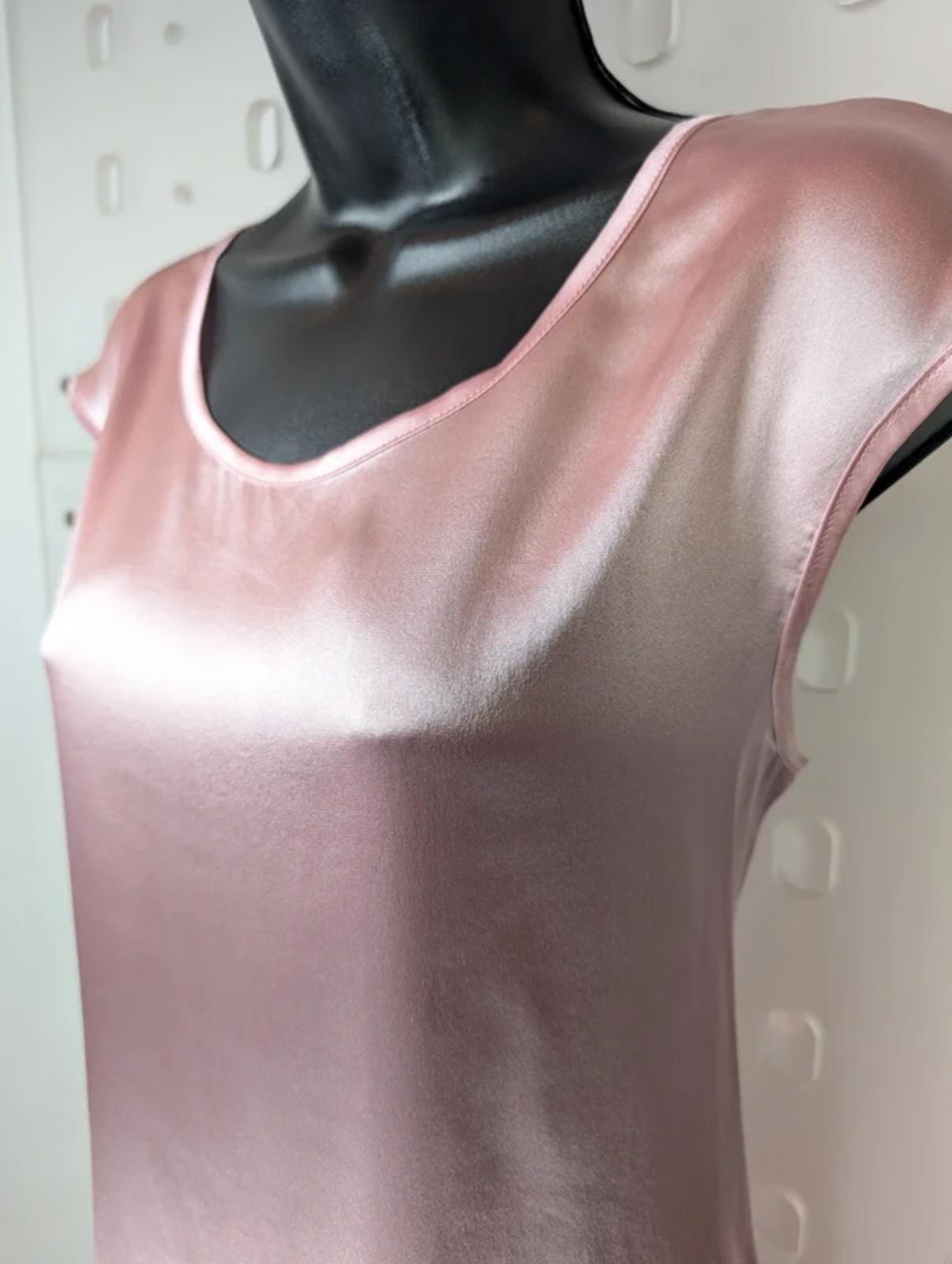 Guido Lombardi Silk Blend Rose Pink Top French Seam Scoop Neck Size L