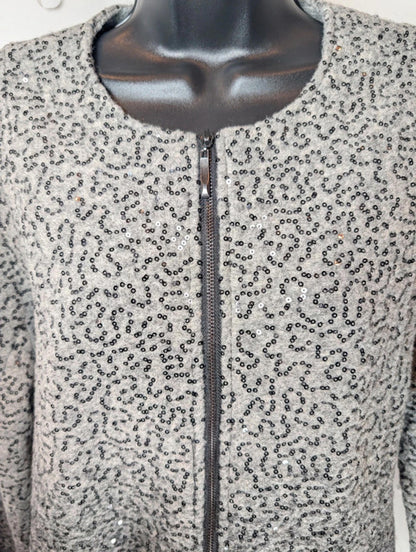 Clements Ribeiro Black – Sequin Wool Blend Jacket (XL / 16–42)