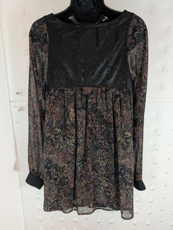 NU Denmark Dark Botanical Longline Top Size S