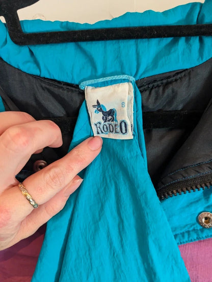Vintage C&A Rodeo Colour Block Shell Jacket Small 80s 90s