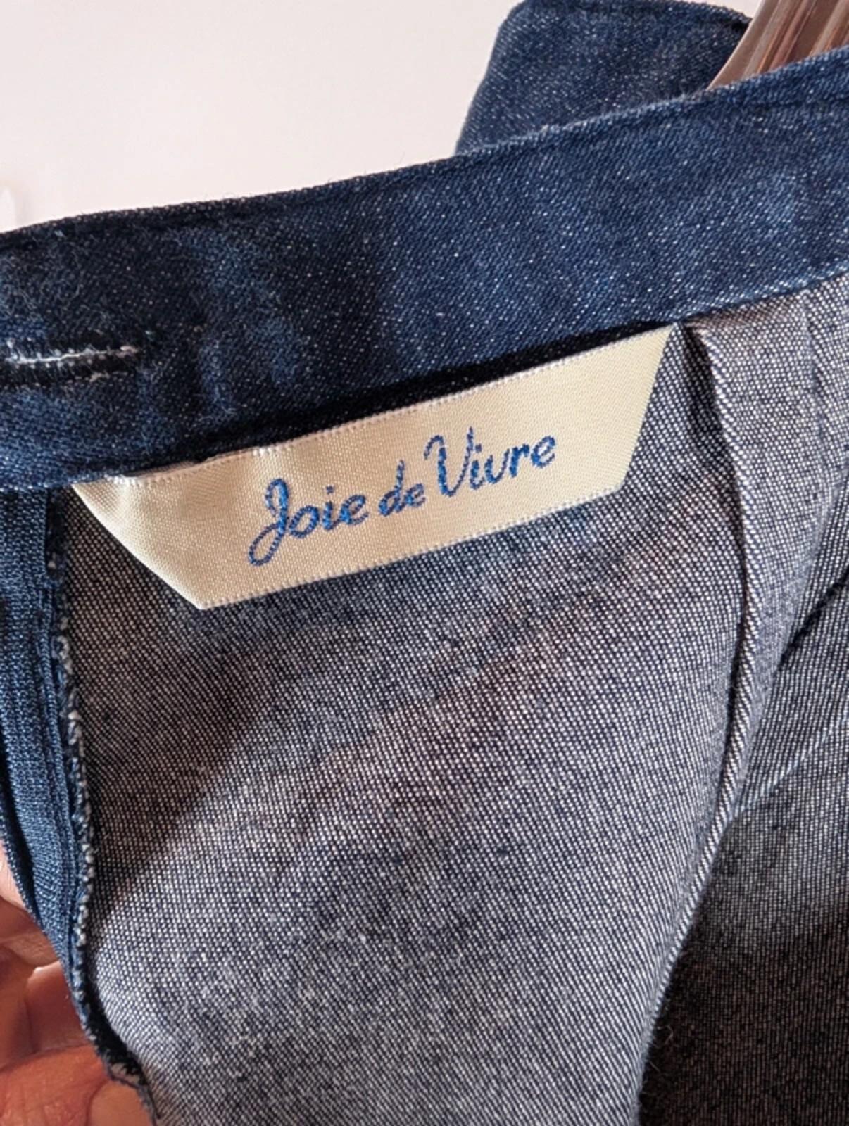 Joie de Vivre Denim Embroidered Pencil Skirt UK 12 Stretch Cotton