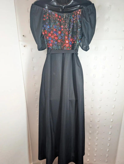 Vintage 1970s Trevira 2000 Floral Maxi Dress UK8/10