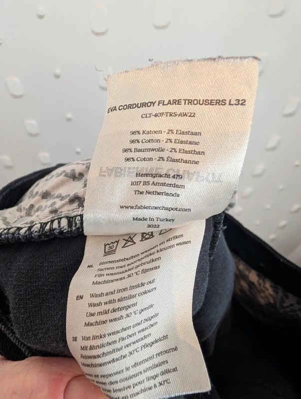 Fabienne Chapot Eva Black Corduroy Flare Trousers W29 L29
