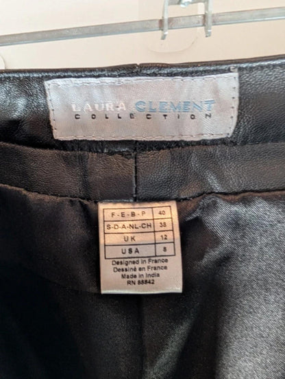 Laura Clement Lambs Leather Trousers UK12 Soft Leather Tailored Slim Leg