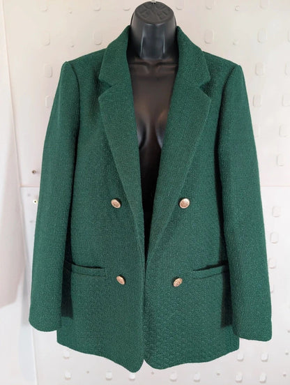 Next Emerald Green Oversized Gold Button Blazer Jacket UK14