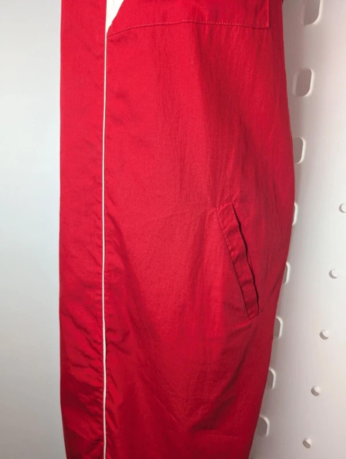 Vintage Red Cotton Shift Dress European Workwear Style EU48