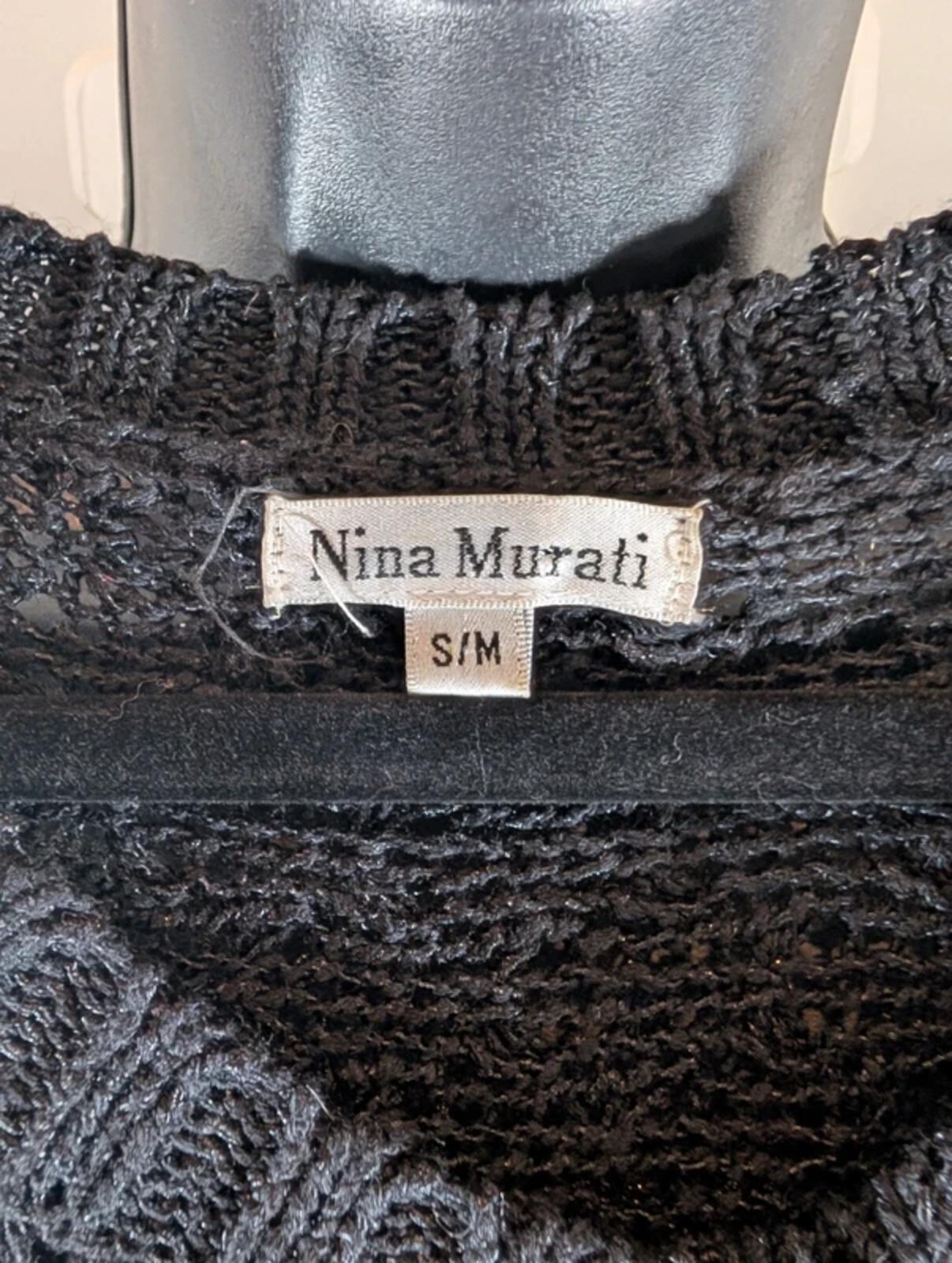 Nina Murati oversized black crochet tassel cardigan S/M