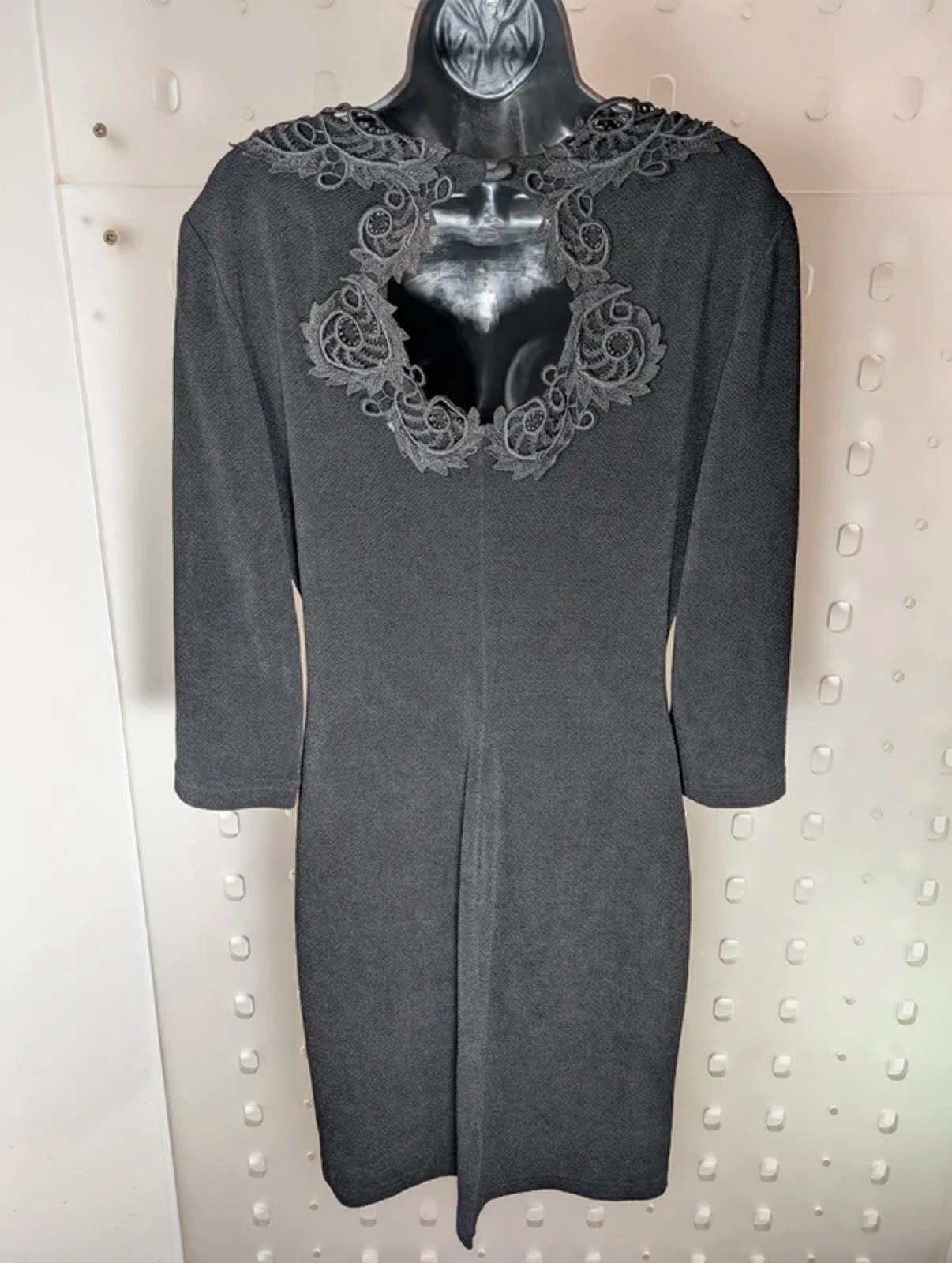 Joseph Ribkoff Black Dress Lace Neckline Occasion UK 14