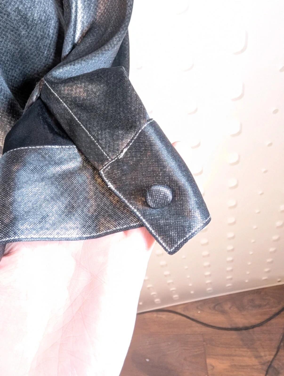 Chemisier Metallic Gunmetal Shirt Size 10 Silver Blouse