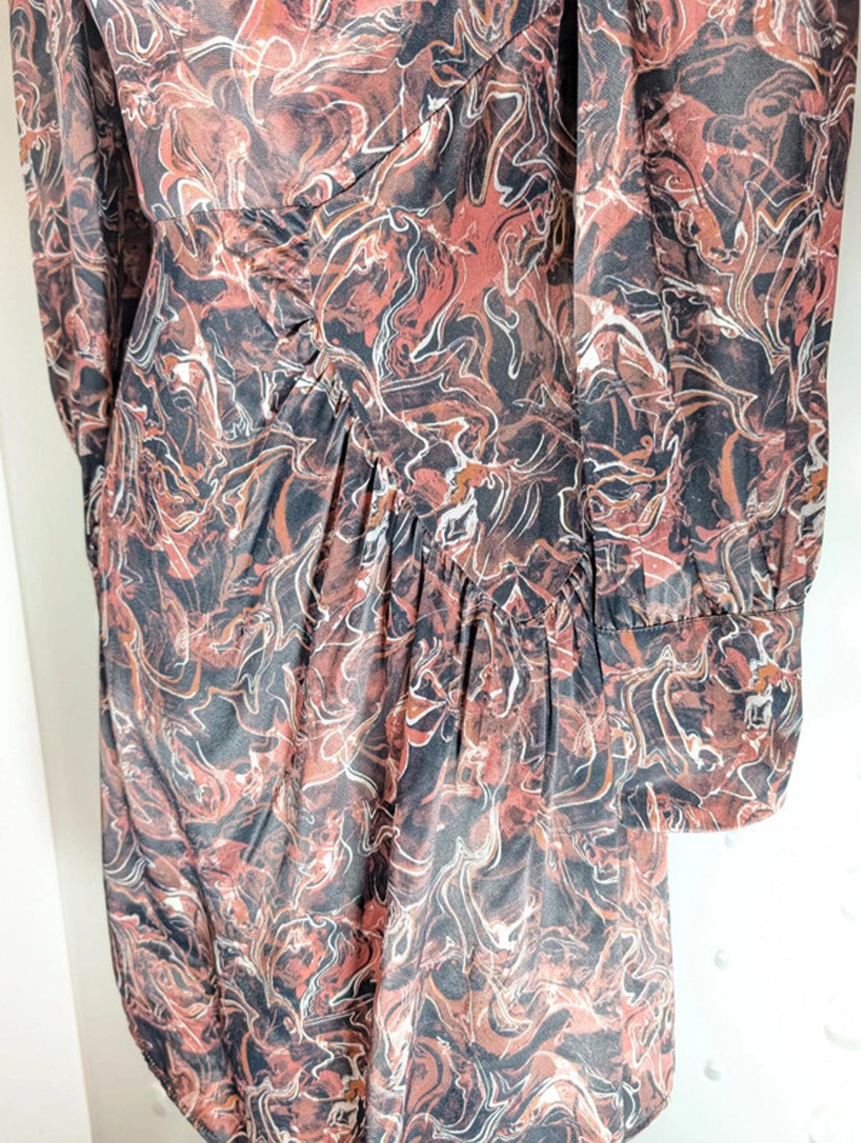 Mint Velvet Marble Print Cowl Dress | UK 6 | Autumnal Earth Tones