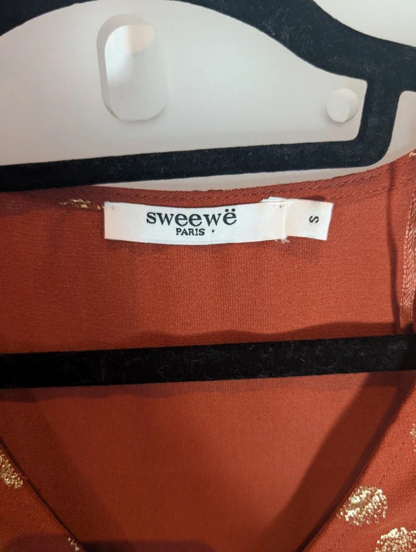 Sweewë Paris Rust Copper Midi Dress Size S