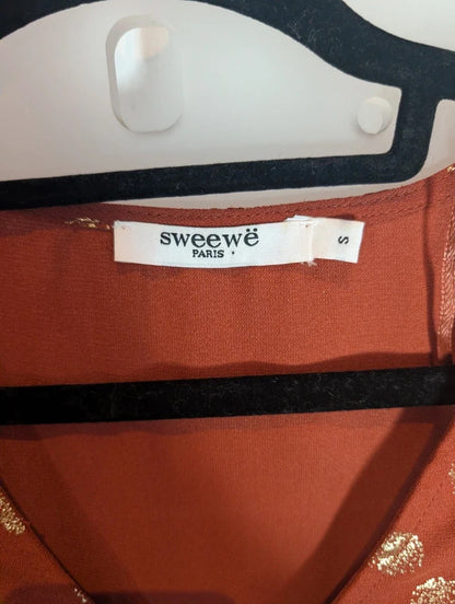 Sweewë Paris Rust Copper Midi Dress Size S
