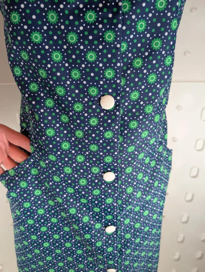 Vintage Safinyl geometric print pinafore dress EU40