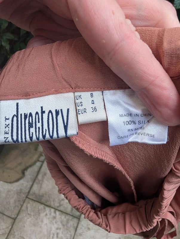 Next Directory Vintage Silk Trousers Terracotta UK8 Petite