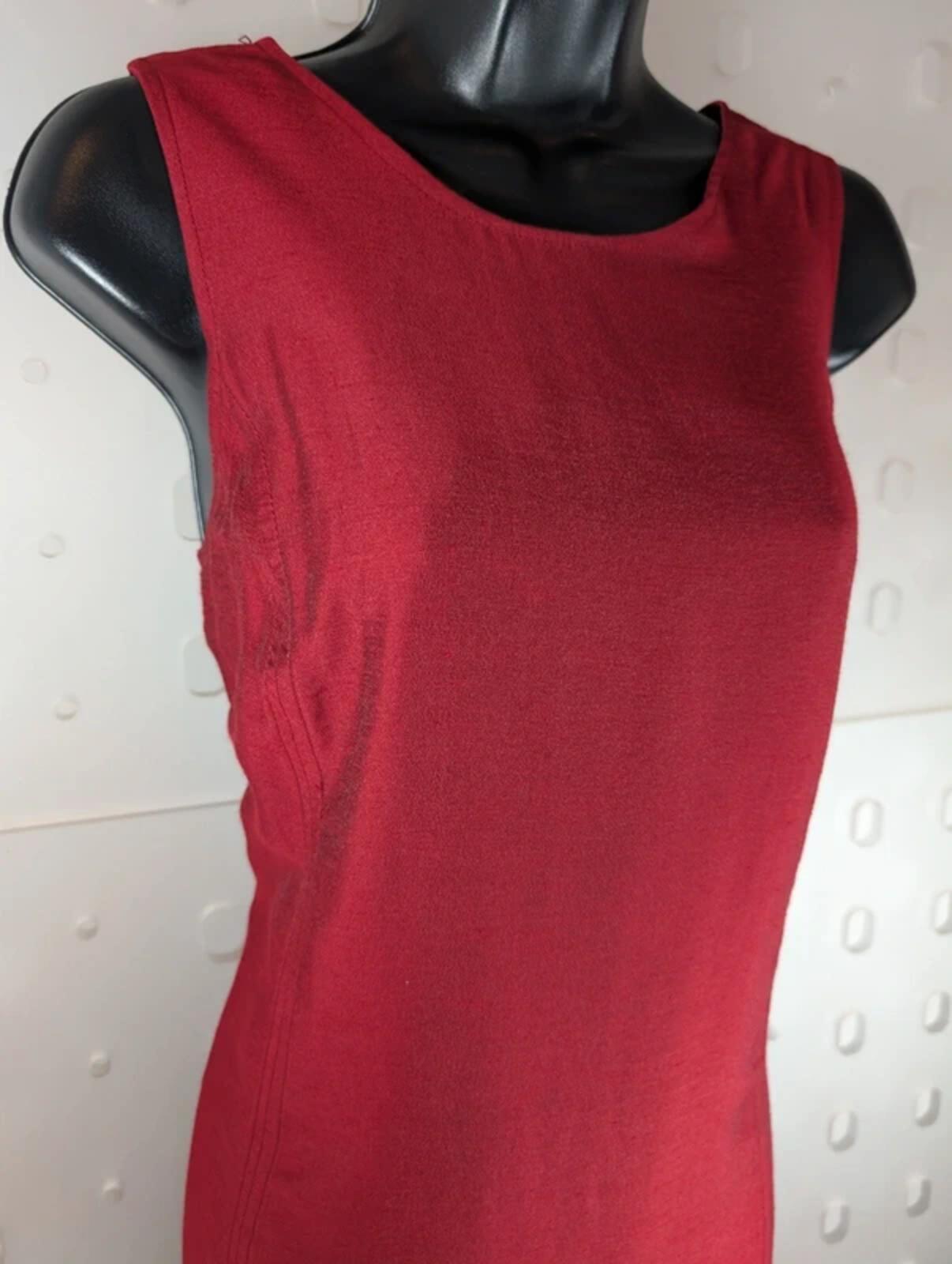 Vintage Elysio Florence ruby red taffeta midi dress UK12