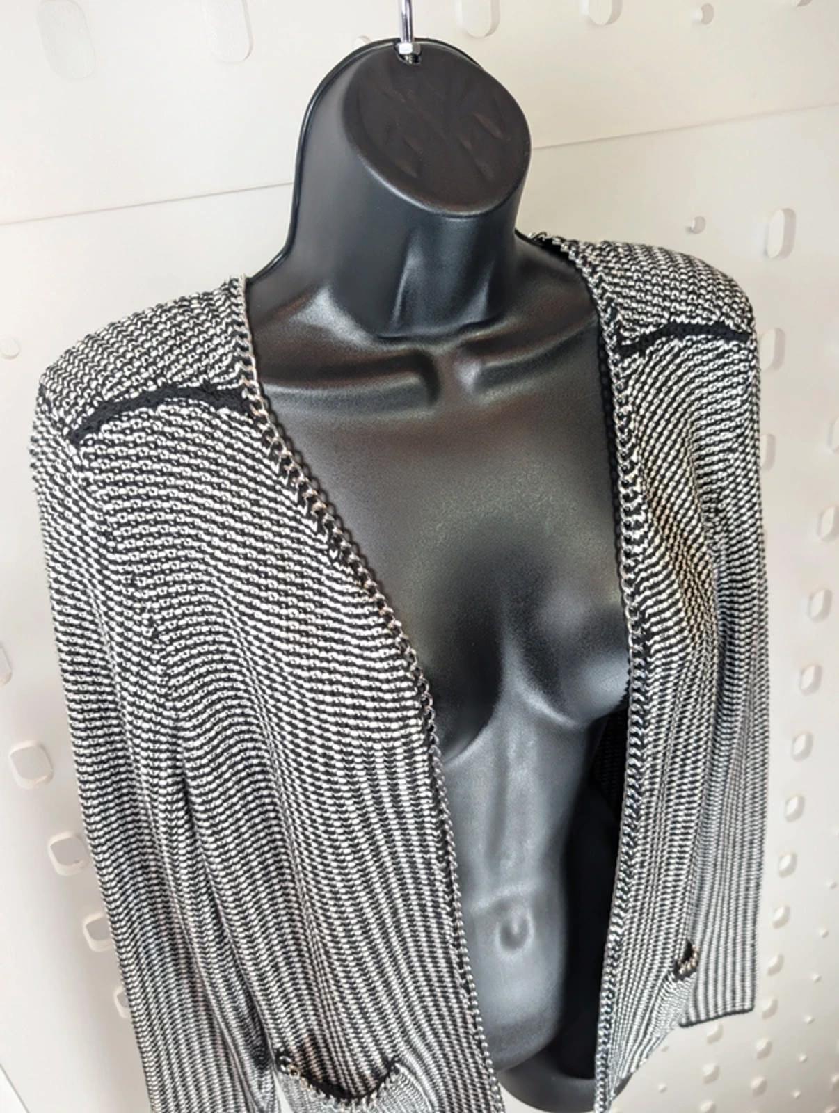 H&M Black Cotton Cardigan Chain Detail Size M