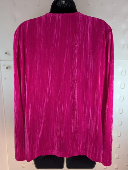 Topshop Fuchsia Pink Crushed Velvet Wrap Top UK16 Statement Party Barbiecore