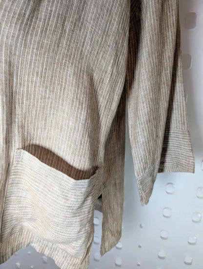 Desert Rose Linen Kimono Jacket Biscuit Pinstripe (Free Size)