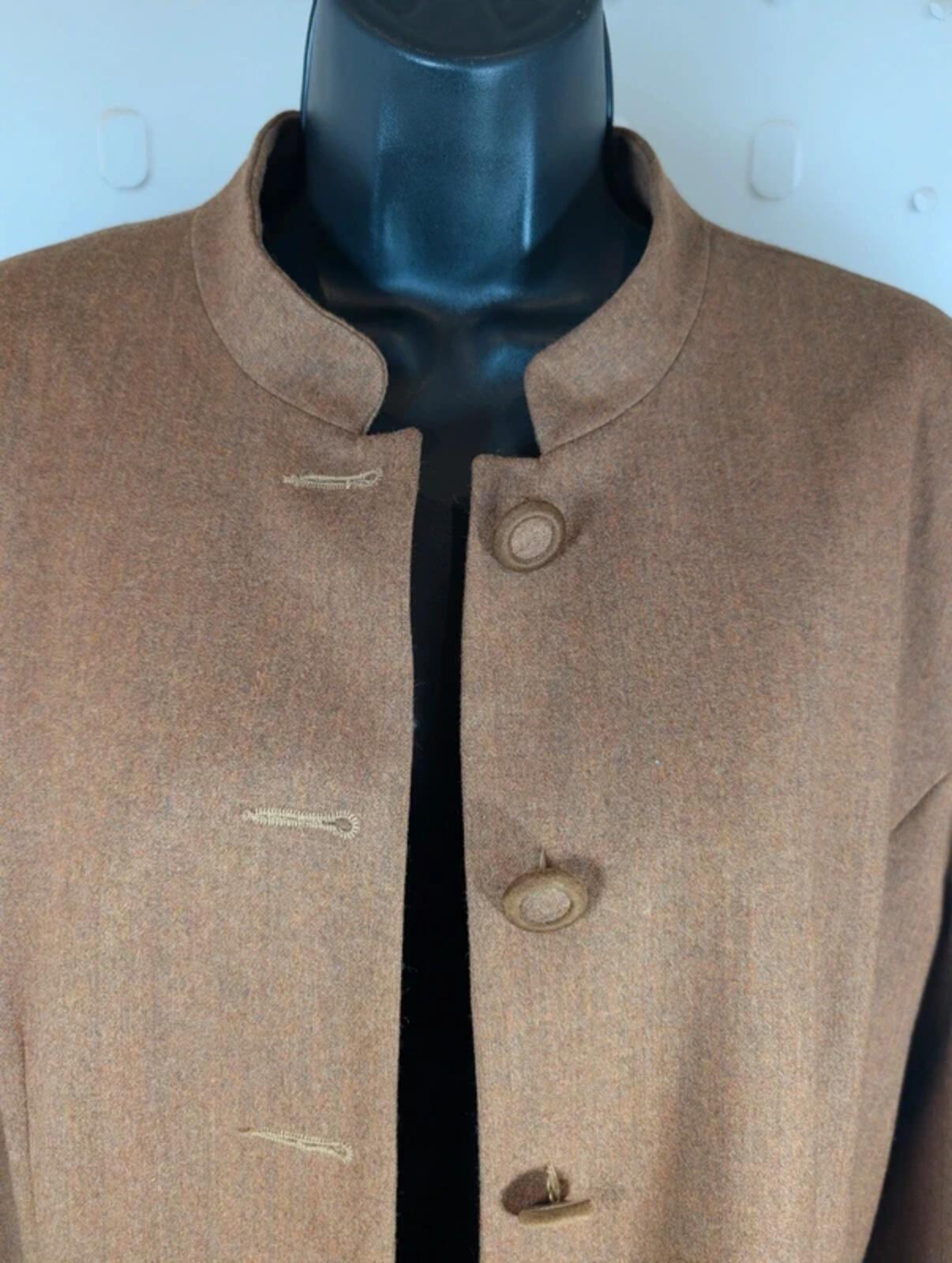 Mary Kimberley Wool Embroidered Jacket Tan Brown EU44