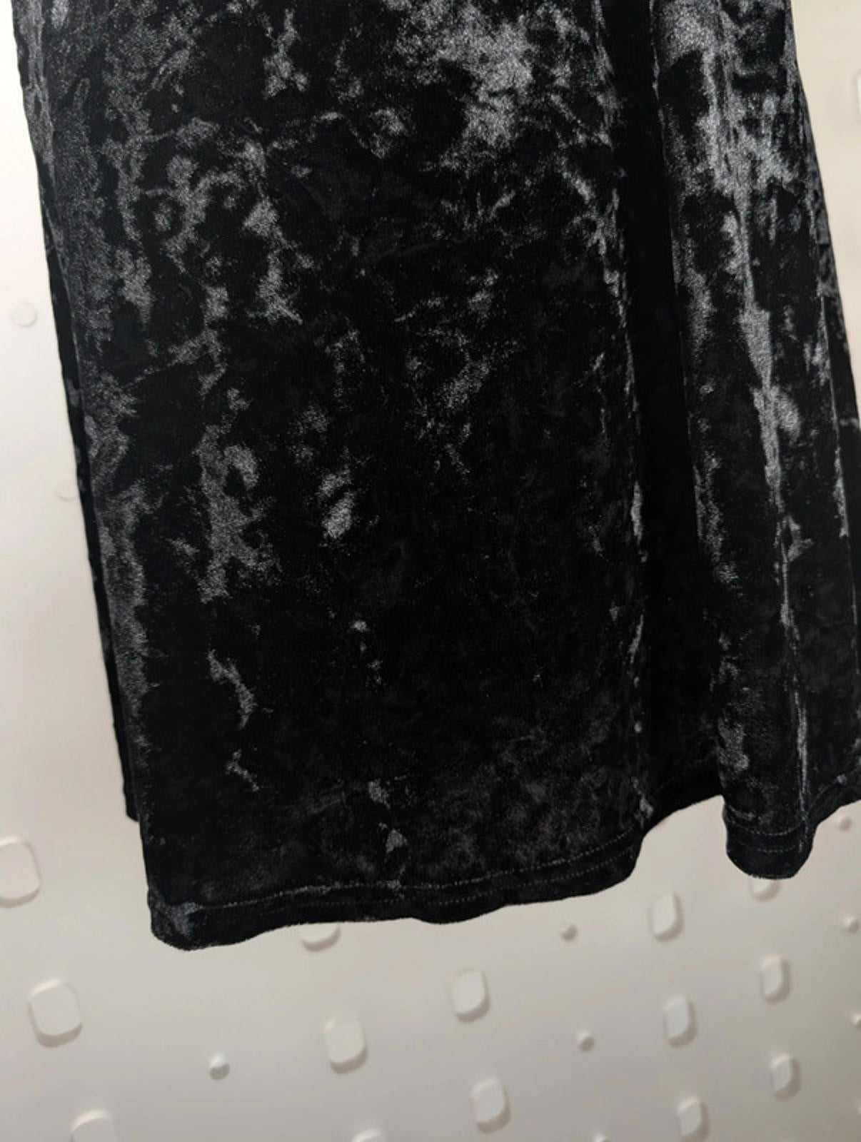 Vintage 90s black crushed velvet skater dress – UK 12