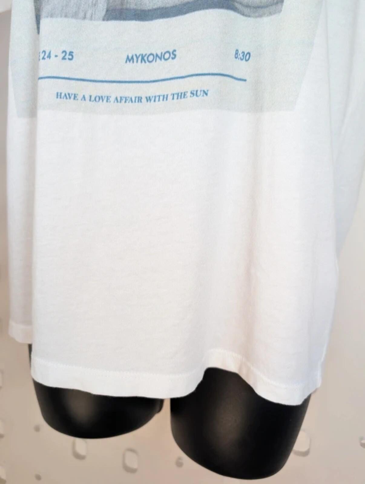 SET Organic Cotton Graphic Tee Summer Beats Mykonos XS Oversized