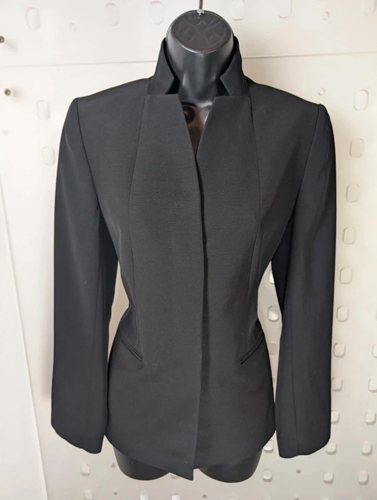 Jaeger Tailored Stand Collar Jacket UK8 Wool Blend