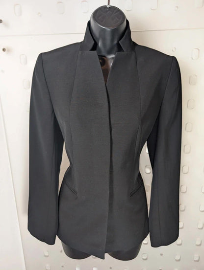 Jaeger Tailored Stand Collar Jacket UK8 Wool Blend