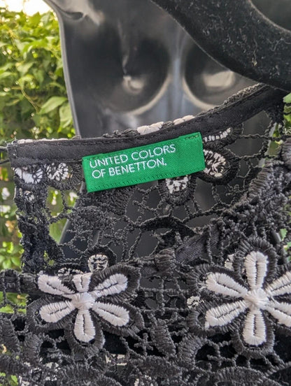 United Colours of Benetton Crochet Daisy Top Black Small