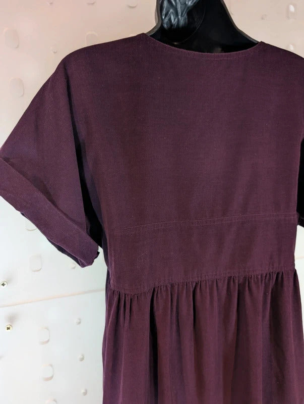 DKNY Aubergine Needle Cord Empire Dress Size 12