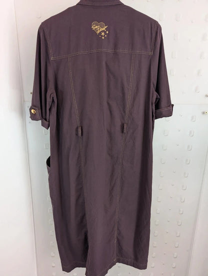 Vintage 80s Jobis Aubergine Cotton Shirt Dress UK16 EU44