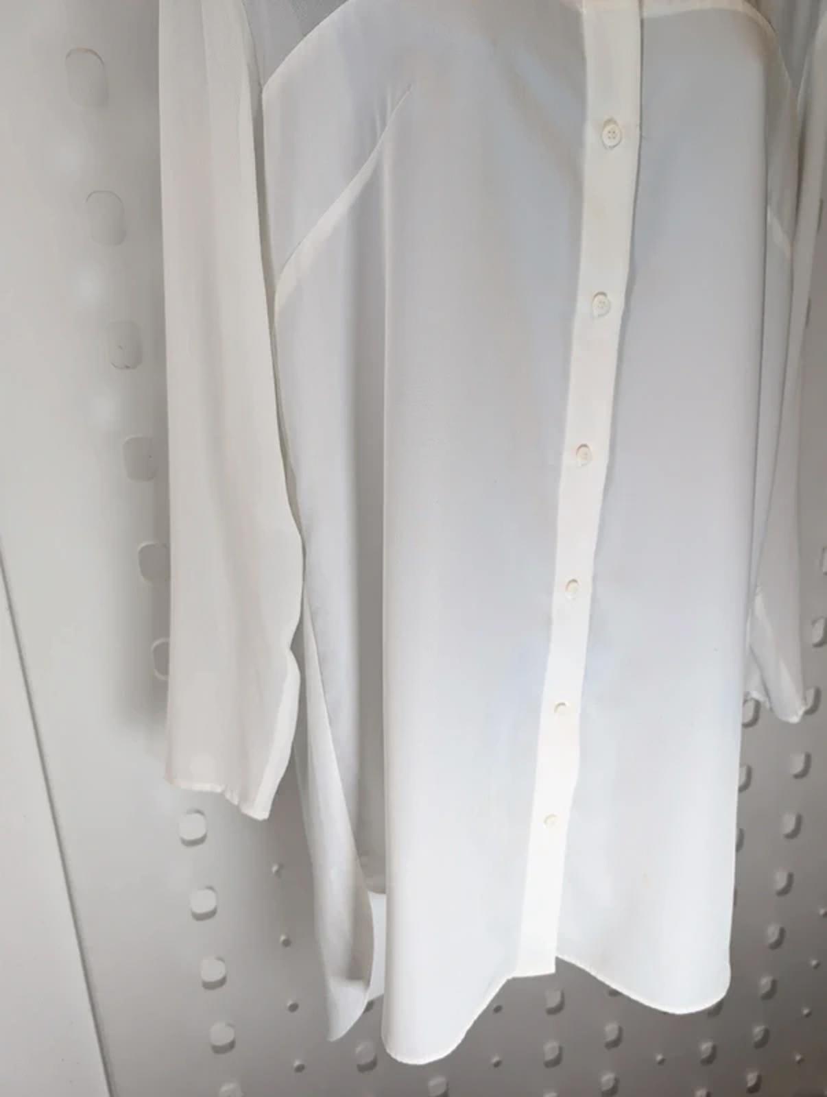 French Connection Longline Sheer Shirt White UK8 Minimal Classic