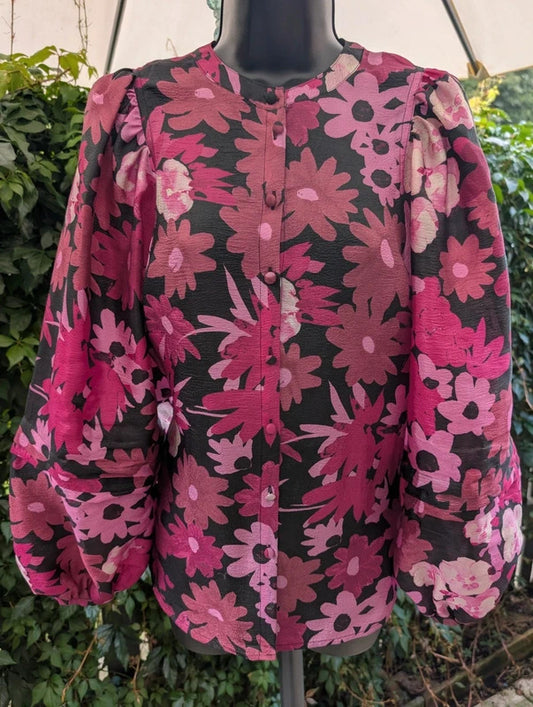 Fabienne Chapot Hollie Cato Floral Statement Sleeve Blouse EU34 UK8