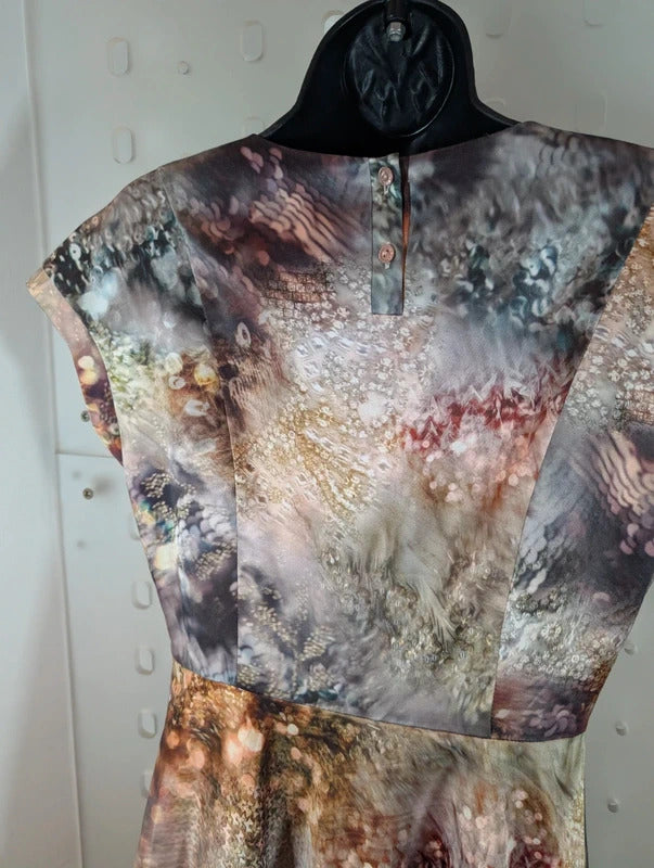 Ted Baker Sequin Print Fit & Flare Dress Size 3 UK12