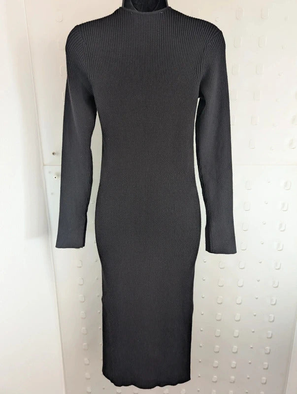 Levete Room Black Rib Knit Midi Dress M
