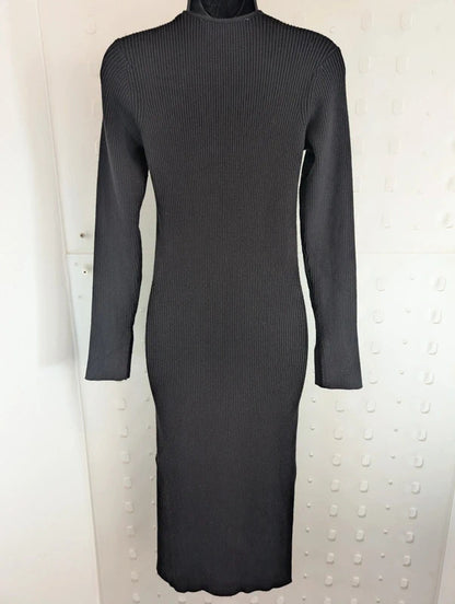 Levete Room Black Rib Knit Midi Dress M