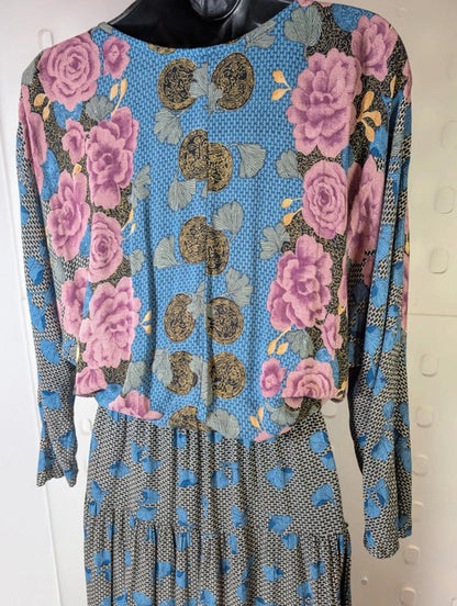 Carole Little oriental-style maxi dress – oversized fit