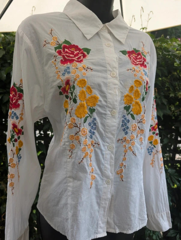 Cake Couture Embroidered Cotton Shirt White XL