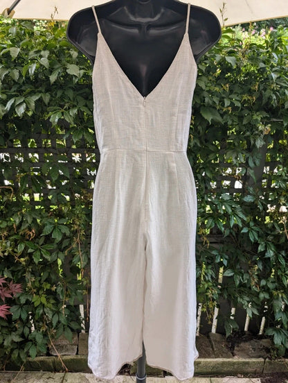 Moon River Linen Blend Embroidered Jumpsuit White Small