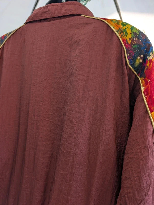 Vintage 1980s EVR Div Rousso Metallic Shell Jacket Paint Splatter