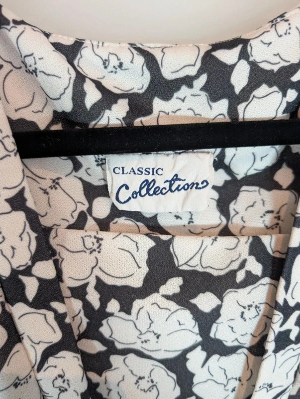 Vintage Classic Collection Black White Peplum Dress UK18