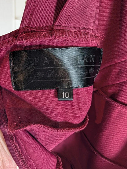 Parisian Bandage Bodycon Dress Burgundy UK10