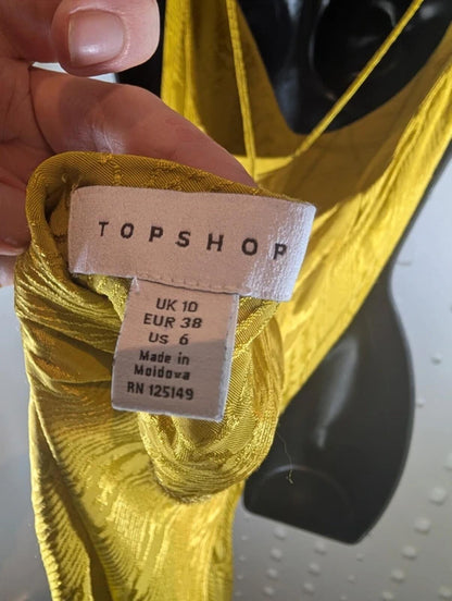 Topshop Satin Slip Mini Dress Yellow UK10
