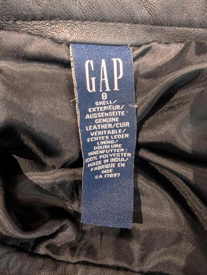 GAP Black Real Leather Midi Skirt – Size 8