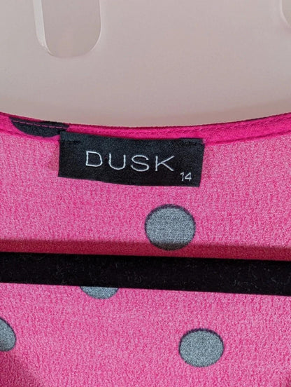 Dusk London UK14 Barbie Pink Polka Dot 50s Inspired Viscose Blouse