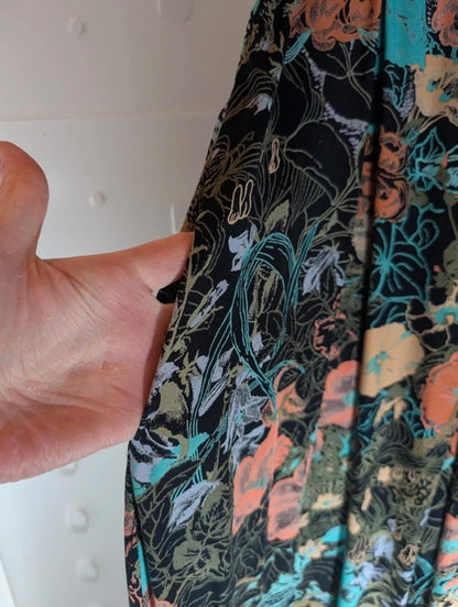 Vintage Floral Midi Skirt UK 8/10 – Made in UK Viscose