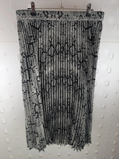 Halogen Snake Print Pleated Midi Skirt Grey Black Medium