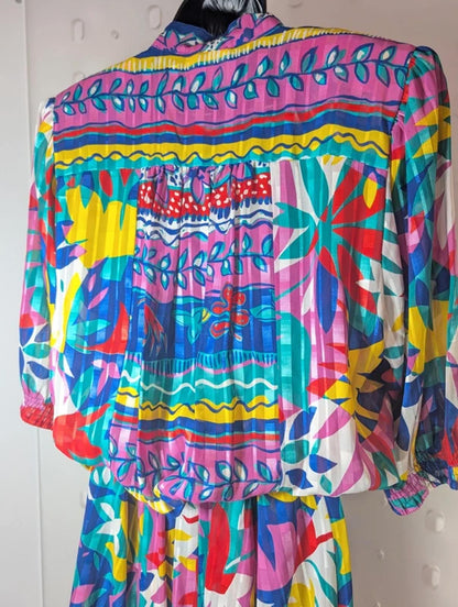 Vintage Kanga Collection by Dale Tryon Bold Print Midi Dress (Made in Hong Kong)
