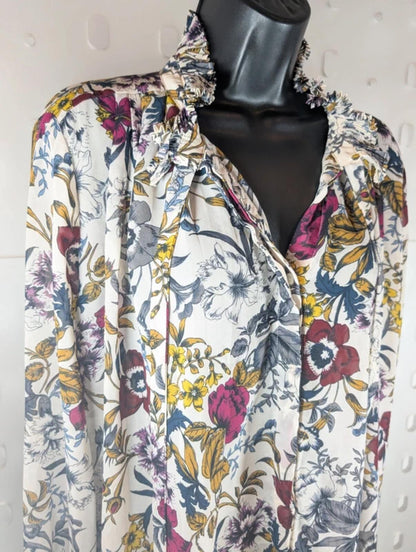 Per Una floral frill blouse UK18.