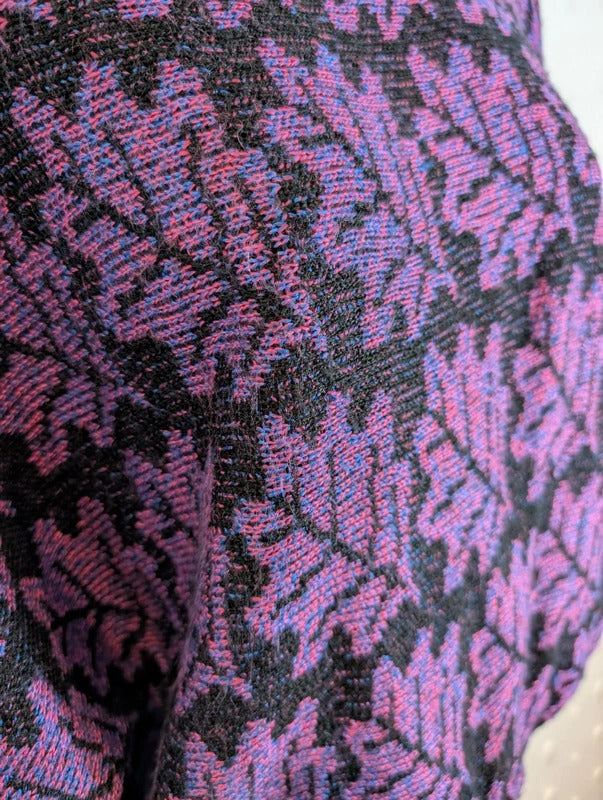 Vintage C&A Purple Black Abstract Leaf Batwing Jumper UK10